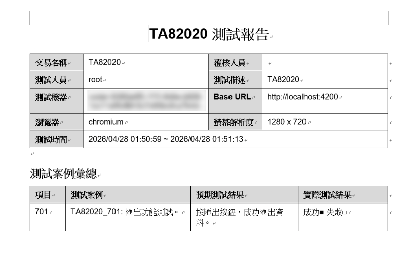 Playwright 客製化測試報告封面